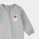 Petit Lem Santa Baby on Heather Grey Fleece Playsuit