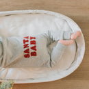 Petit Lem Santa Baby on Heather Grey Fleece Playsuit