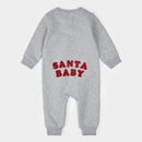 Petit Lem Santa Baby on Heather Grey Fleece Playsuit