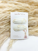 Aurelia & Co. Baby  Mini Fabric Hair Barrettes  Floral- Embroidered