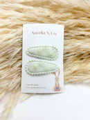 Aurelia & Co. Baby  Mini Fabric Hair Barrettes  Floral- Embroidered