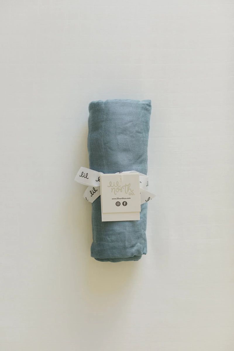 Lil North Co - Dusty Blue Muslin Single Swaddle