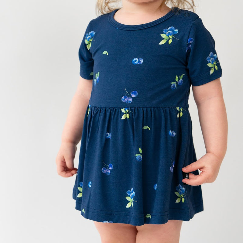 Belan J Short Sleeve Skirted Onesie Blueberries