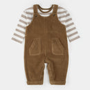 Petit Lem Brown Corduroy Overall Set