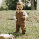Petit Lem Brown Corduroy Overall Set