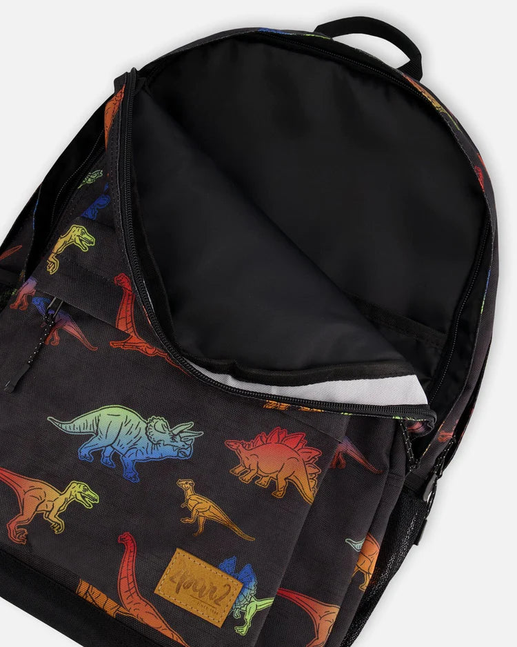 Deux Par Deux - Backpack - Black Dino Multicolour
