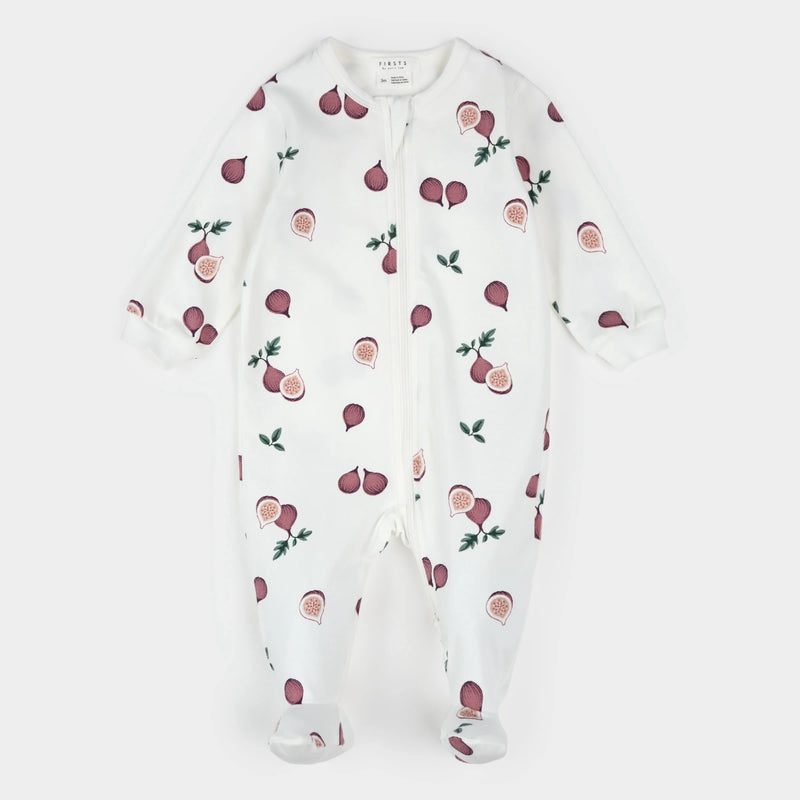 Petit Lem Figs Print on Off-White Sleeper