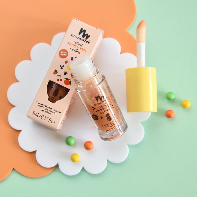 No Nasties Shimmery Nude Peach Coloured, Fruity Fun Flavoured  Natural Lip Gloss for Kids