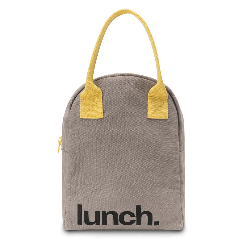 Fluf - Organic Cotton Zippered Lunch Pail - Grey with Yellow