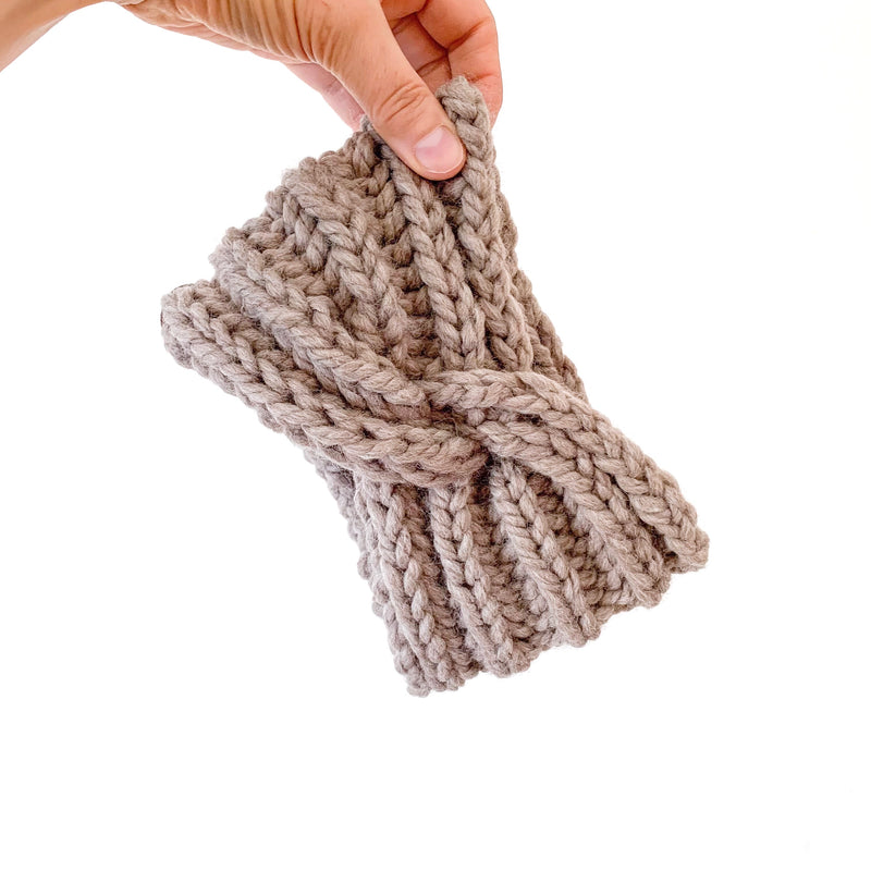 Rough Bark Knits -Twist Earwarmer Driftwood