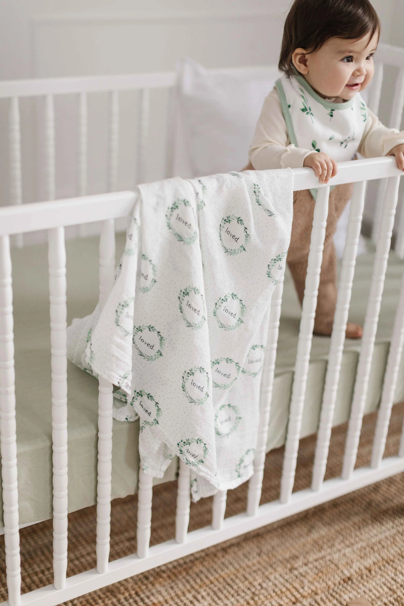 Lil North Co - Loved Wreath Muslin Single Swaddle