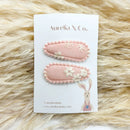 Aurelia & Co. Baby  Mini Fabric Hair Barrettes  Floral- Embroidered