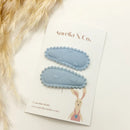 Aurelia & Co. Baby  Mini Fabric Hair Barrettes  Polka Dot - Embroidered