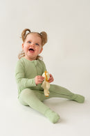 Belan J - Ribbed Footed Zipper Sleeper Misty Sage