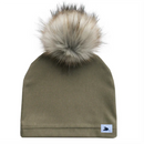Lille Mus - Olive Fleece Pom Beanie - Adult