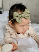 Mai & I  Olive Pinwheel Bow with Nude Headband