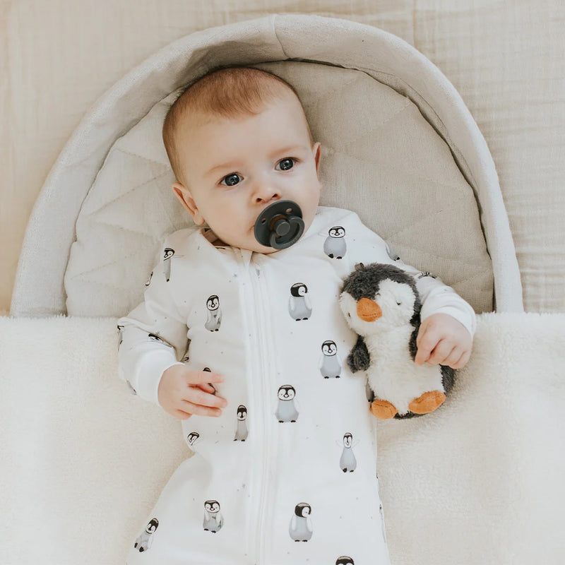 Petit Lem Penguin Print on Off-White Sleeper