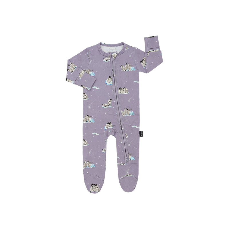 Belan J - Footed Zipper Sleeper Penguins Periwinkle