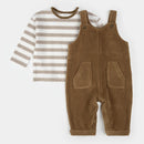 Petit Lem Brown Corduroy Overall Set