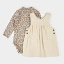 Petit Lem Daisy Print Overall Corduroy Dress Set