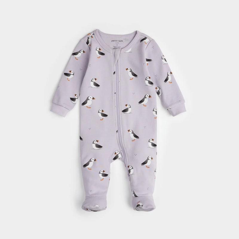 Petit Lem - Lilac Sleeper with Puffin Print - FINAL SALE