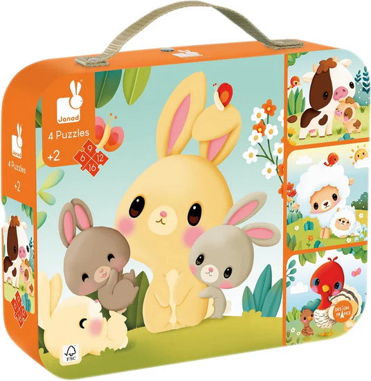 Janod - 4in 1 Progressive Puzzle - The farm