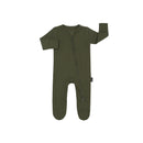 Belan J Footed Zipper Sleeper Forest Green In Ribbed Bamboo