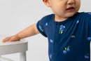 Belan J - Short Sleeve Shortall Romper Blueberries FINAL SALE