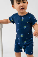 Belan J - Short Sleeve Shortall Romper Blueberries FINAL SALE