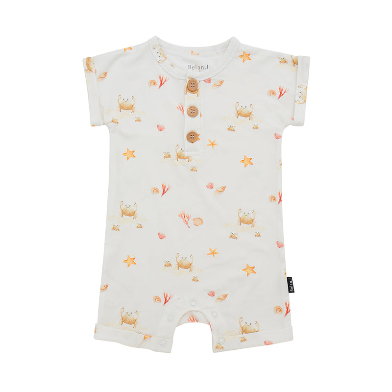 Belan J - Short Sleeve  Shortall Romper - Seaside - FINAL SALE