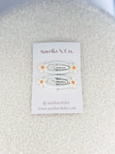 Aurelia & Co. Baby Peekaboo Wrapped White Flower Barrettes