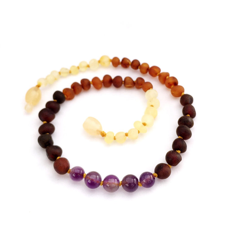 Momma Goose - Raw Rainbow With Amethyst Amber Necklace Baby