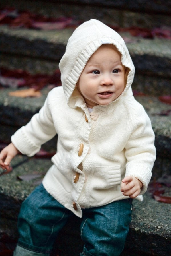 Beba Bean - Knit Hoodie with Wooden Toggles FINAL SALE