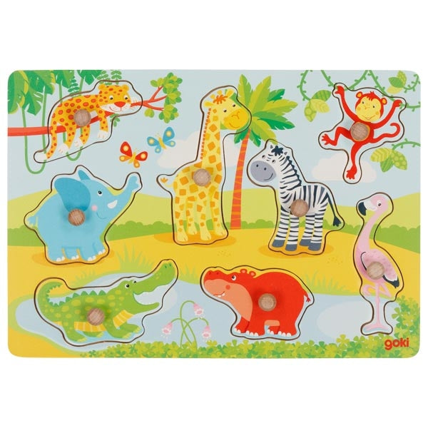 Goki - Lift Out Puzzle - African Baby Animals