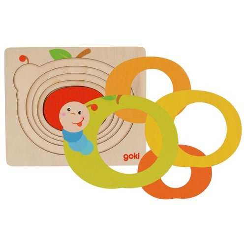 Goki - Layer Puzzle - Caterpillar in an Apple