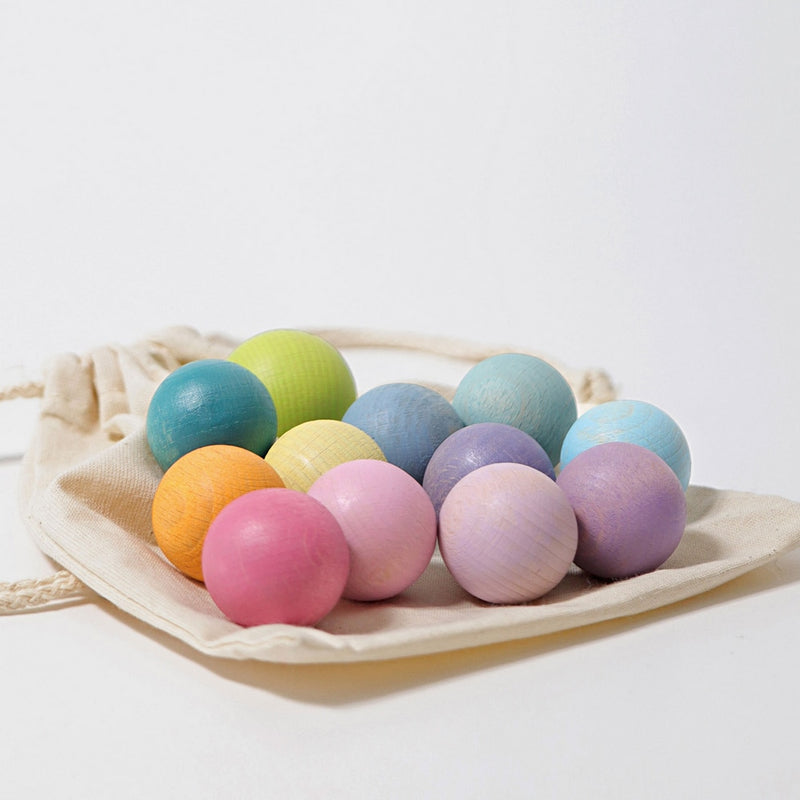 Grimm's - Pastel Wood Balls - 12 pc