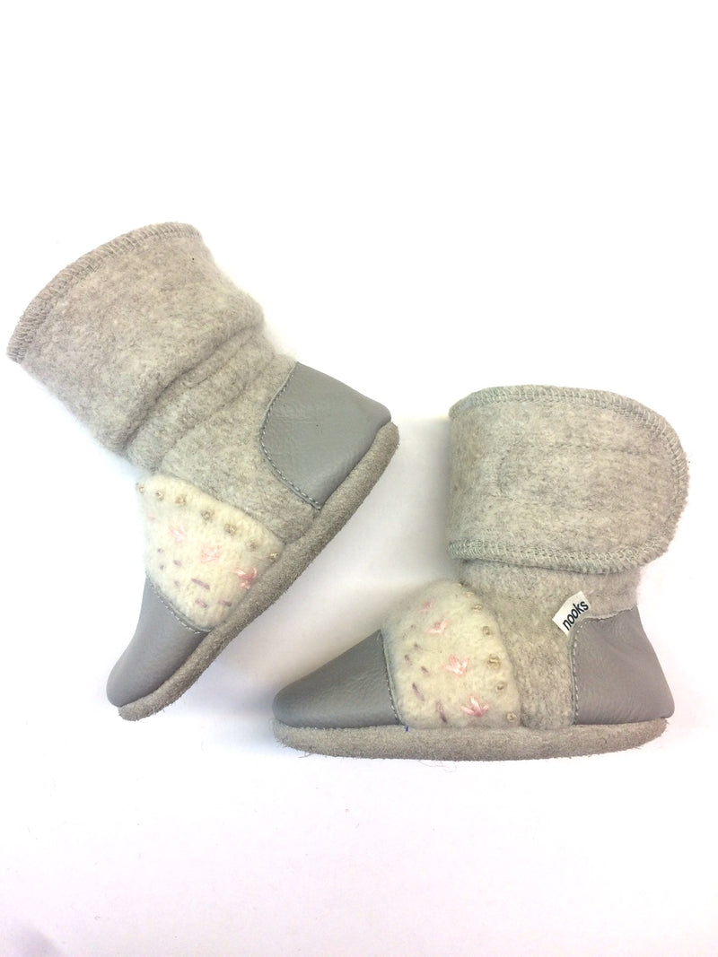 Nooks- Embroidered Felted Bootie- Narwhal - FINAL SALE