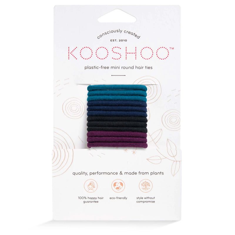 Kooshoo - Plastic Free Organic Cotton Round Mini Hair Ties - Dark Hues