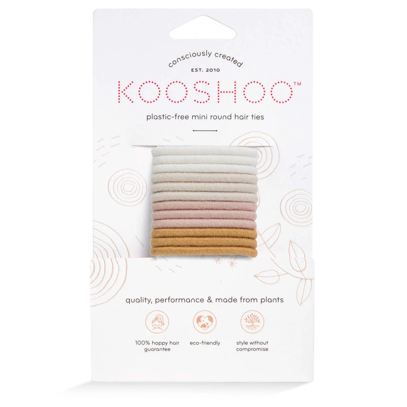 Kooshoo - Plastic Free Organic Cotton Round Mini Hair Ties - Golden Fibres