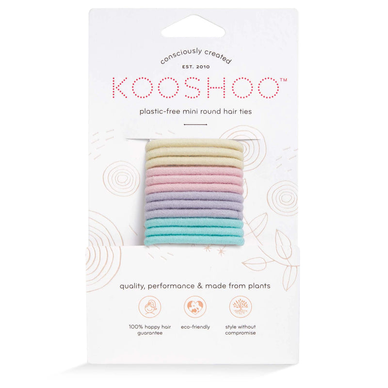 Kooshoo - Plastic Free Organic Cotton Round Mini Hair Ties - Pastel Blooms