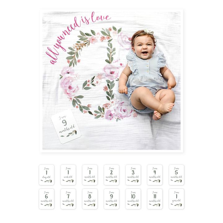 Lulujo - Baby's First Year; Blanket and Cards Set
