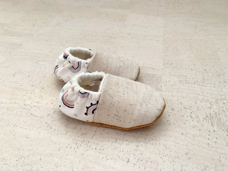 SoftSoul Footwear - Infant Slippers Handmade in Canada - Mia Rainbow - FINAL SALE