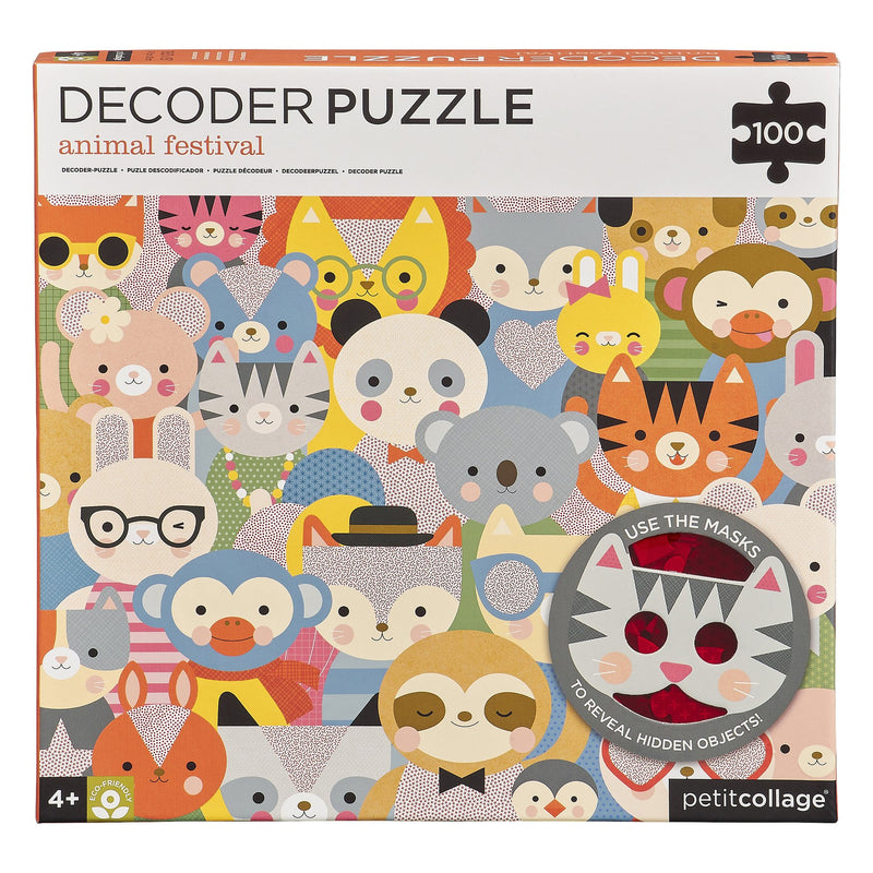 Petit Collage - Decoder Puzzle - Animal Festival Puzzle