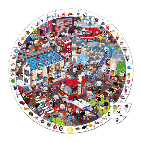 Janod - 208 Piece Round Observation Puzzle Firefighter