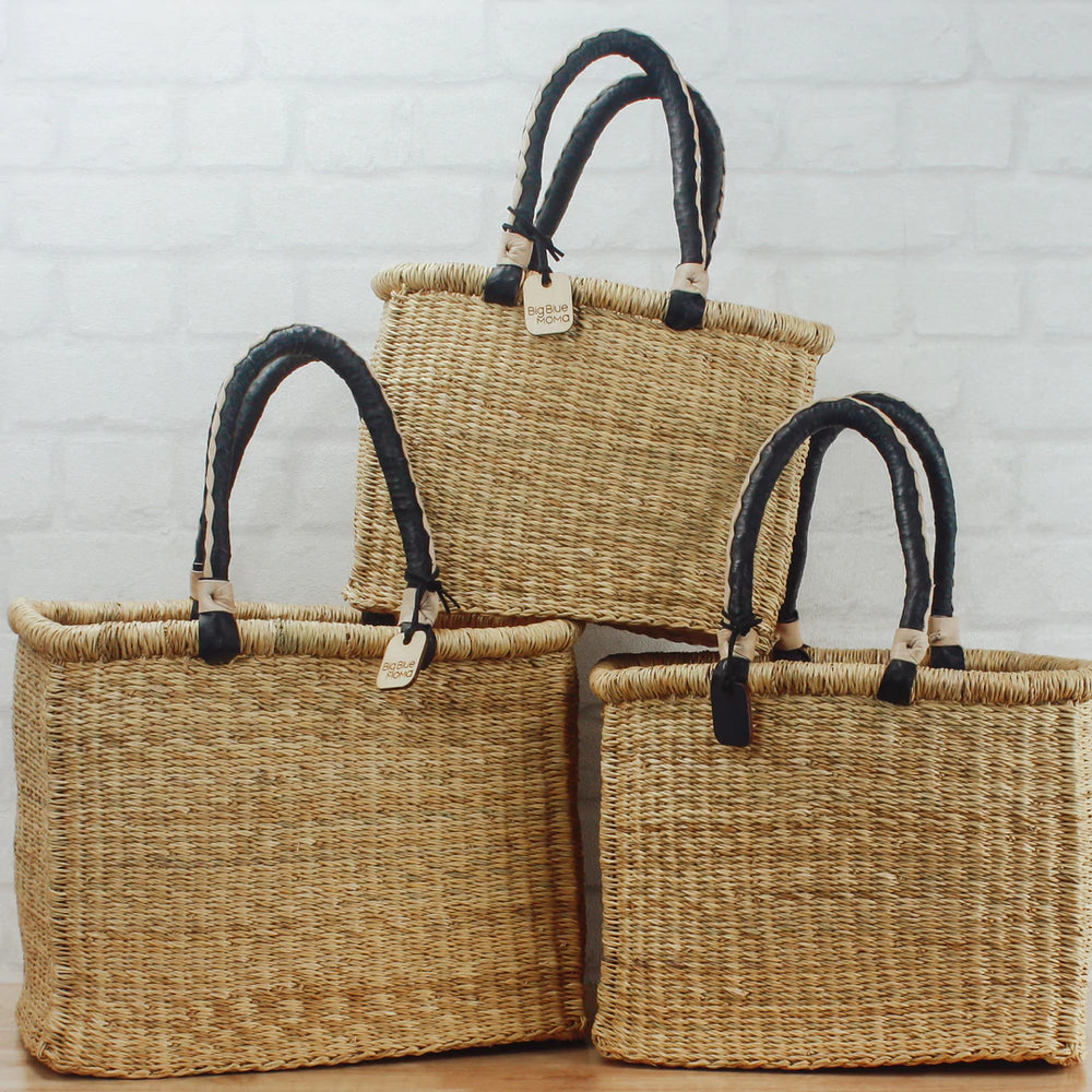 Big Blue Moma Medium Square Basket with Handles