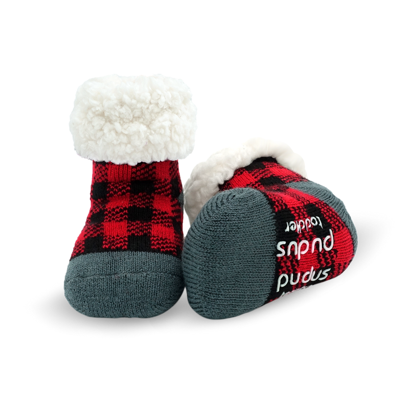 Pudus -  Kids Slipper Socks Lumberjack Red FINAL SALE