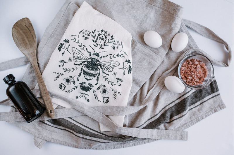 Your Green Kitchen Tea Towel - Bee in Charcoal