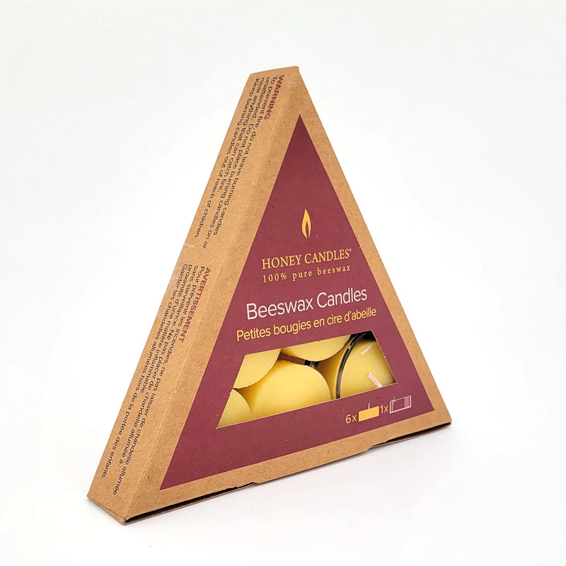 Honey Candles - Triangle 6 Pack of Natural Beeswax Tealights