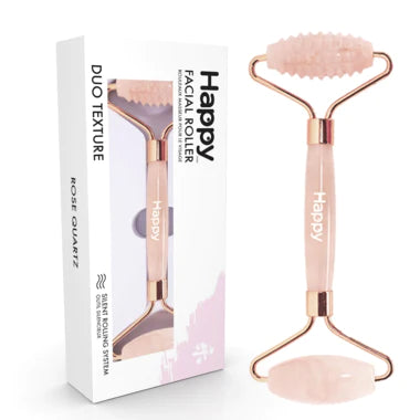 Happy Products Duo Texture Facial Roller - Rose Quartz