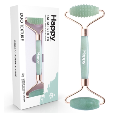 Happy Products Duo Texture Facial Roller - Green Aventurine